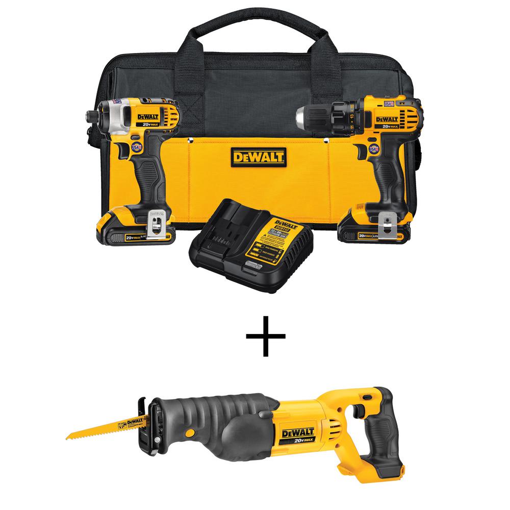 DEWALT 20-Volt MAX Lithium-Ion Cordless Drill/Driver & Reciprocating Saw Combo Kit (2-Tool) w/ (2) 20-Volt Batteries 1.5Ah