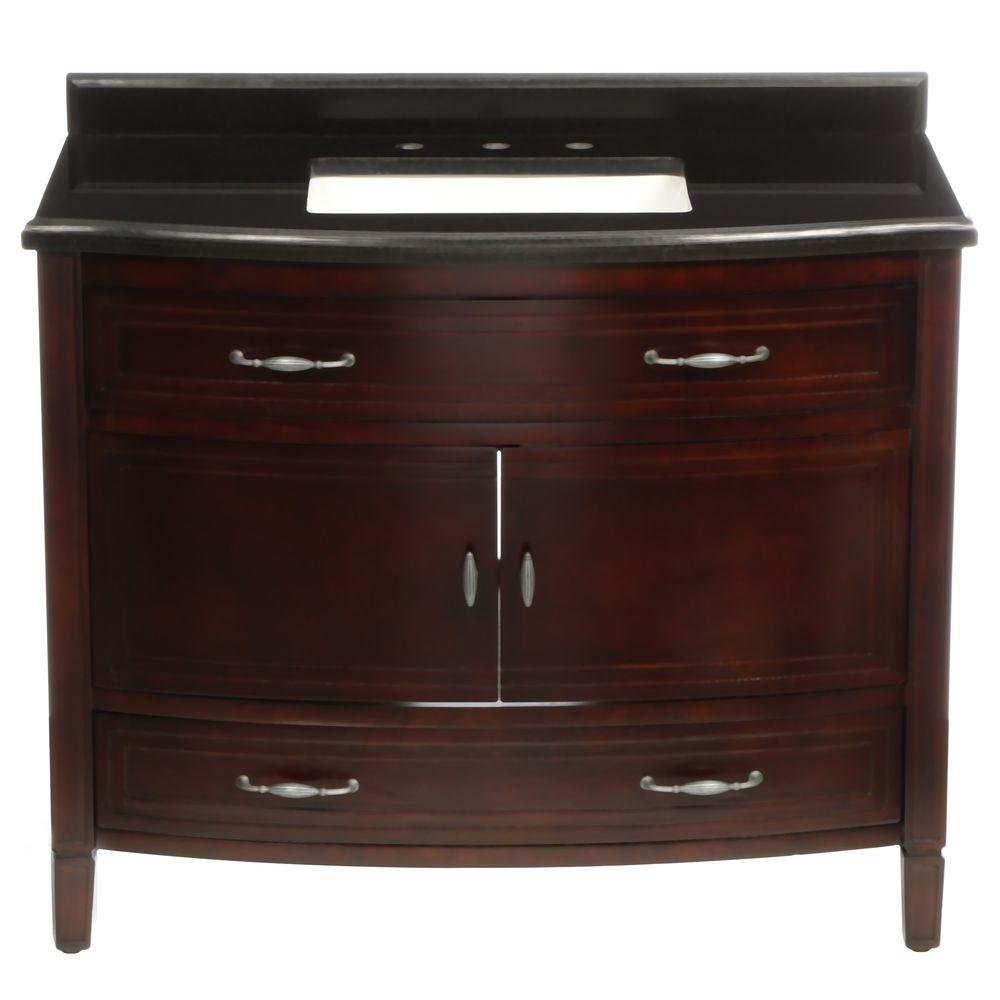 Bella 42 in. Vanity in Tobacco with Granite Vanity Top in BlackBF90220