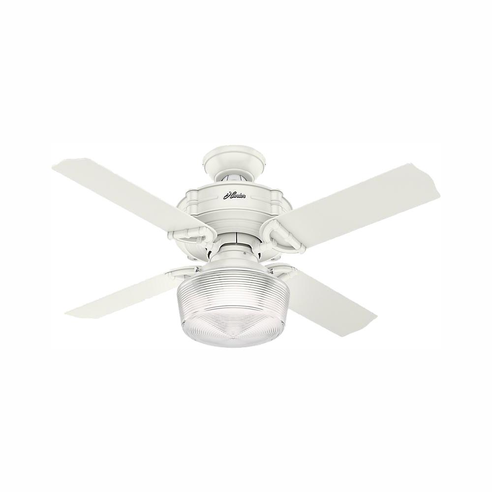 Brunswick 44 In Led Indoor Fresh White Ceiling Fan With Globe Light Kit And Integrated Handheld Remote Control