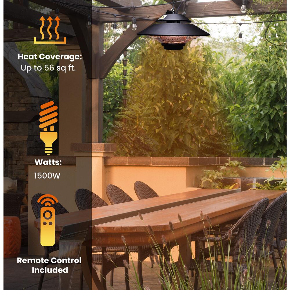 Hanover 1500 Watt Halogen Electric Patio Heater Lamp Han1055ic Blk The Home Depot Hanover 1500 Watt Halogen Electric, Outdoor Halogen Heat Lamp