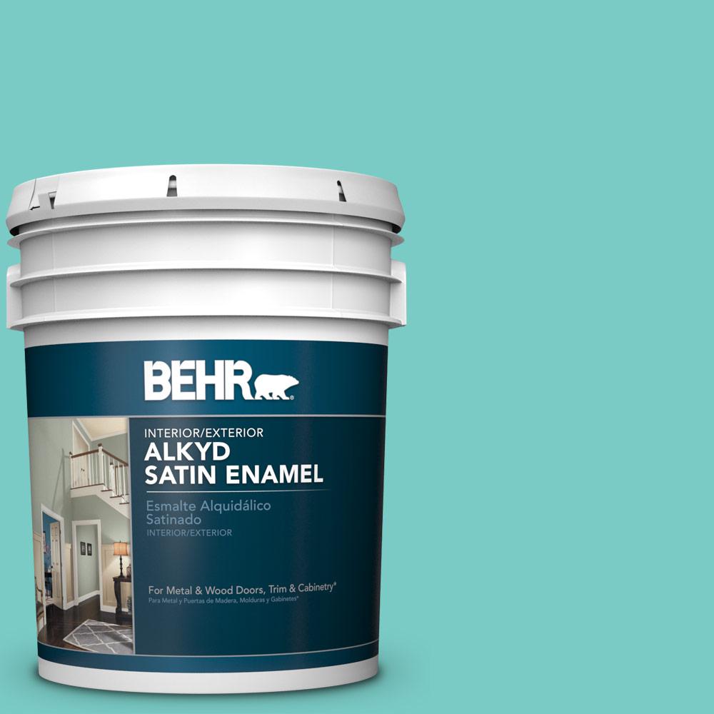 BEHR 5 gal. BIC39 Blue Green Gem Satin Enamel Alkyd Interior/Exterior