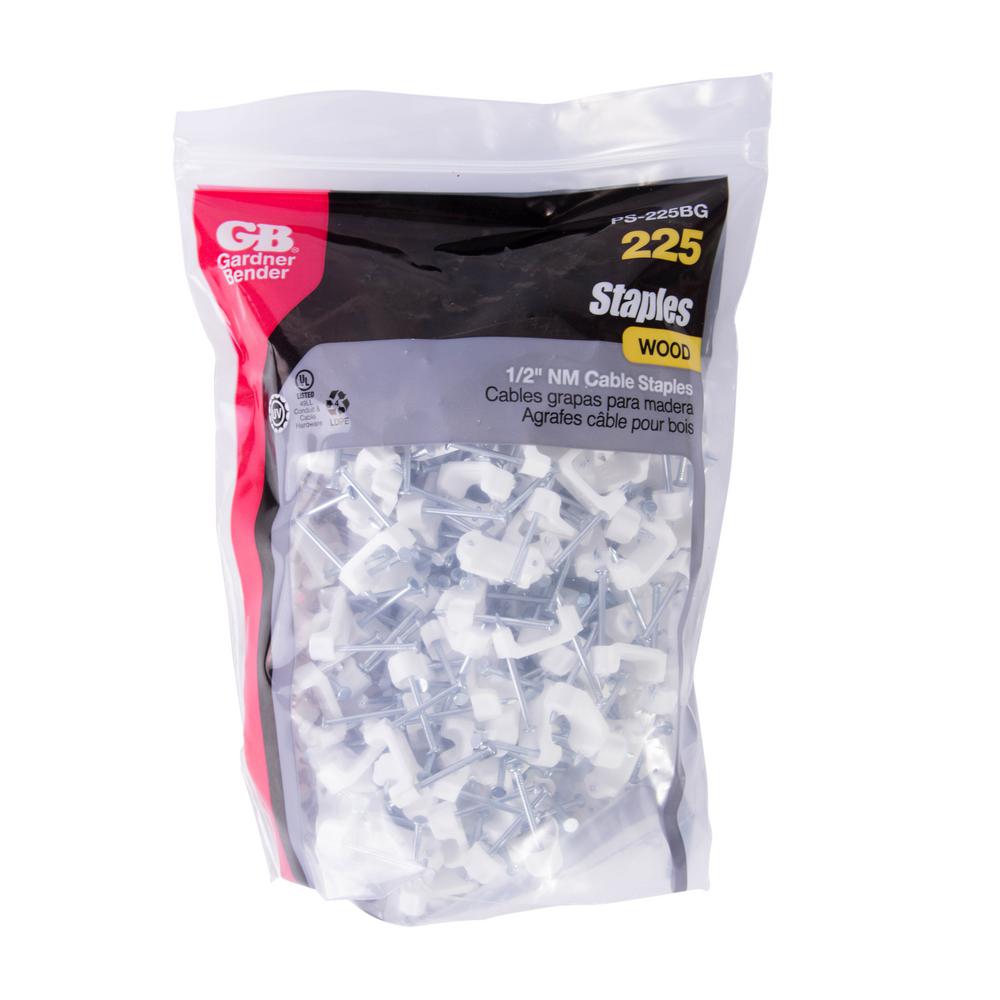1//2/" White 225//Bag Zinc Plated Nail Gardner Bender PS-225BG Plastic Staple