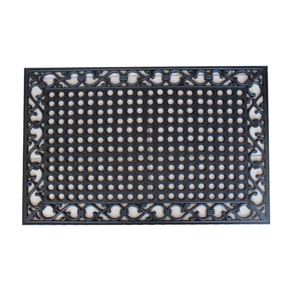 TrafficMASTER All Season Half Medallion Gray 24 in. x 39 in. Rubber