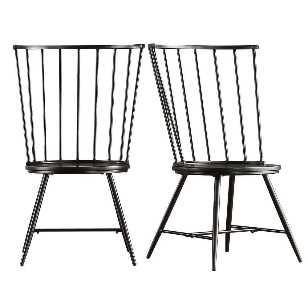 homesullivan walker black wood and metal high back dining chair set of  240550cbk3a2pc  the home depot