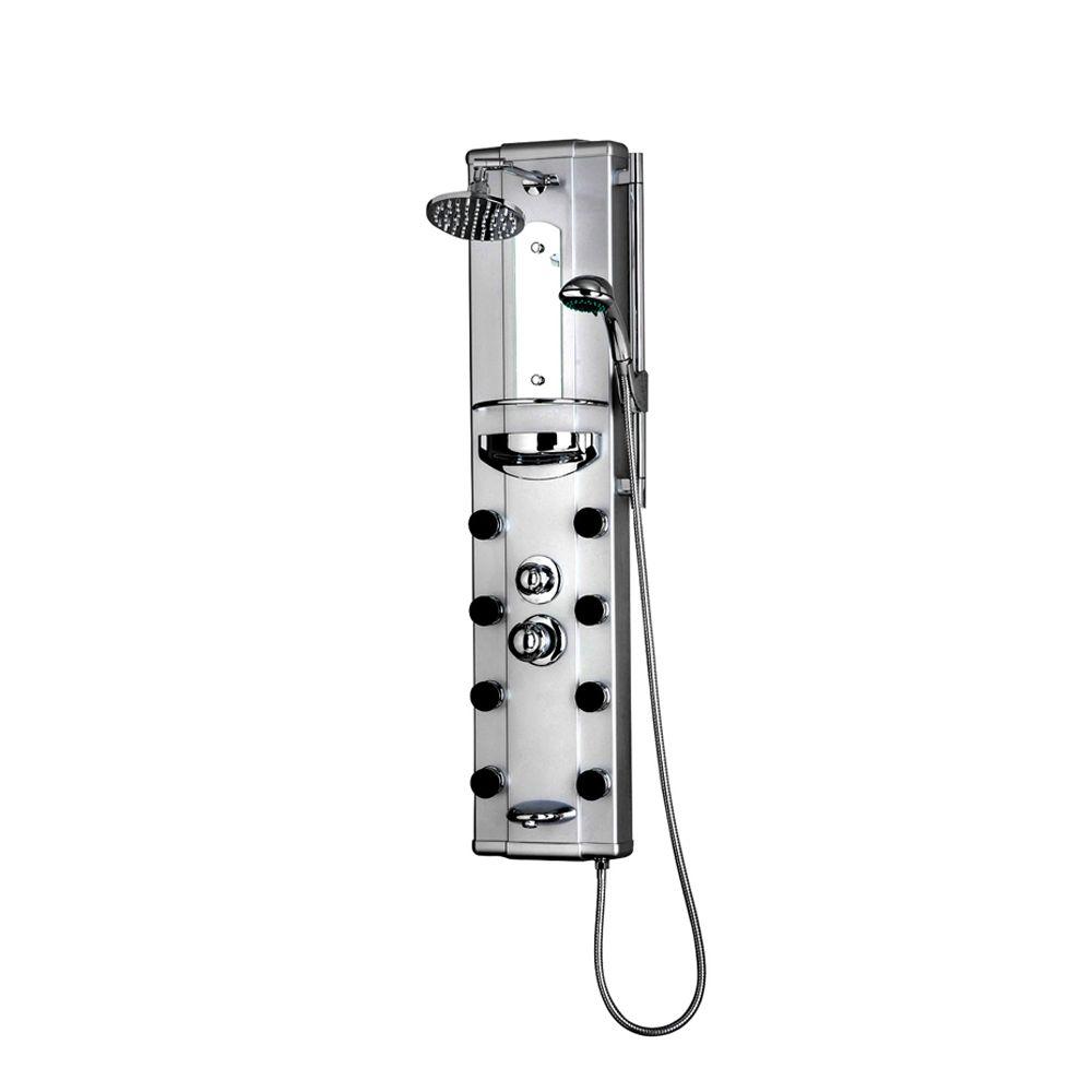 Ariel 8Jet Shower Panel System in Silver Aluminum AlloyAED9002N
