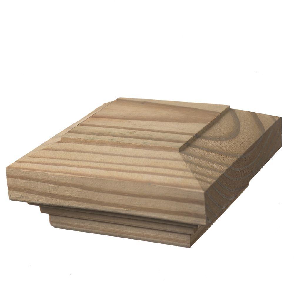 Woodway Flat Top 6x6 Post Cap Pack of 8 Fits Up to 5.5 x 5.5 Inch Post Newel Post Top 6 x 6 Treated Wood Fence Post Cap