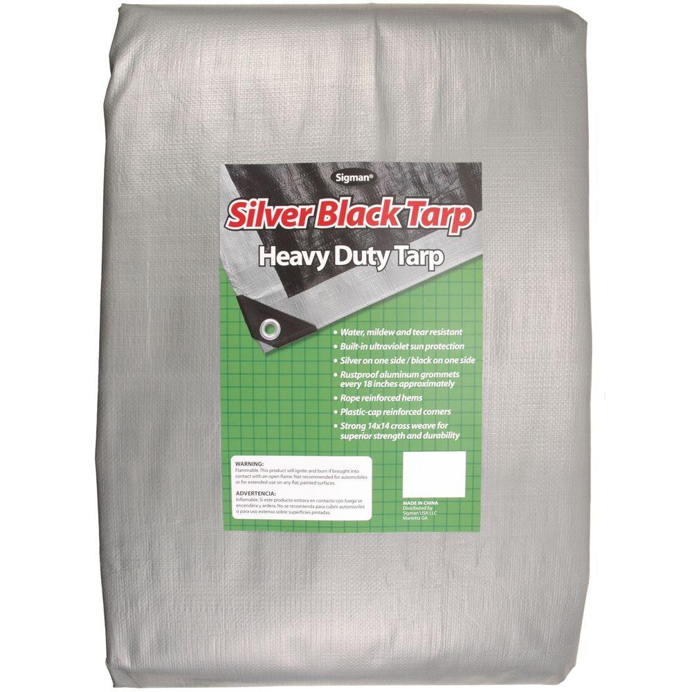 Heavy Duty Green//Black Reversible 10 Mil Poly Tarp 20x30