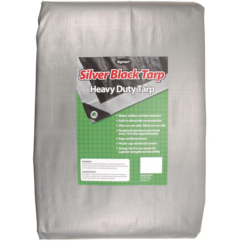 Sigman 20 ft. x 40 ft. Silver Black Heavy Duty Tarp-SBF020040 - The