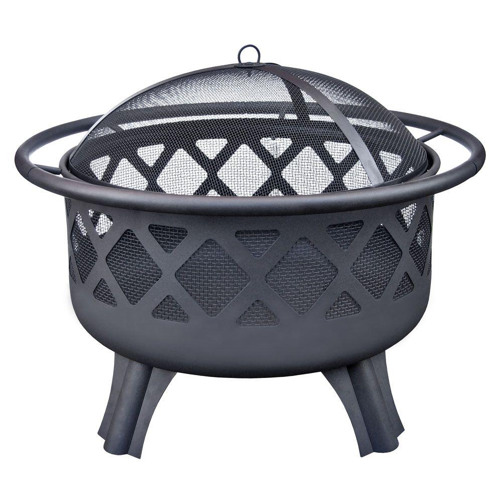 Hampton Bay Crossfire 29.50 in. Steel Fire Pit with Cooking Grate-25915 ...