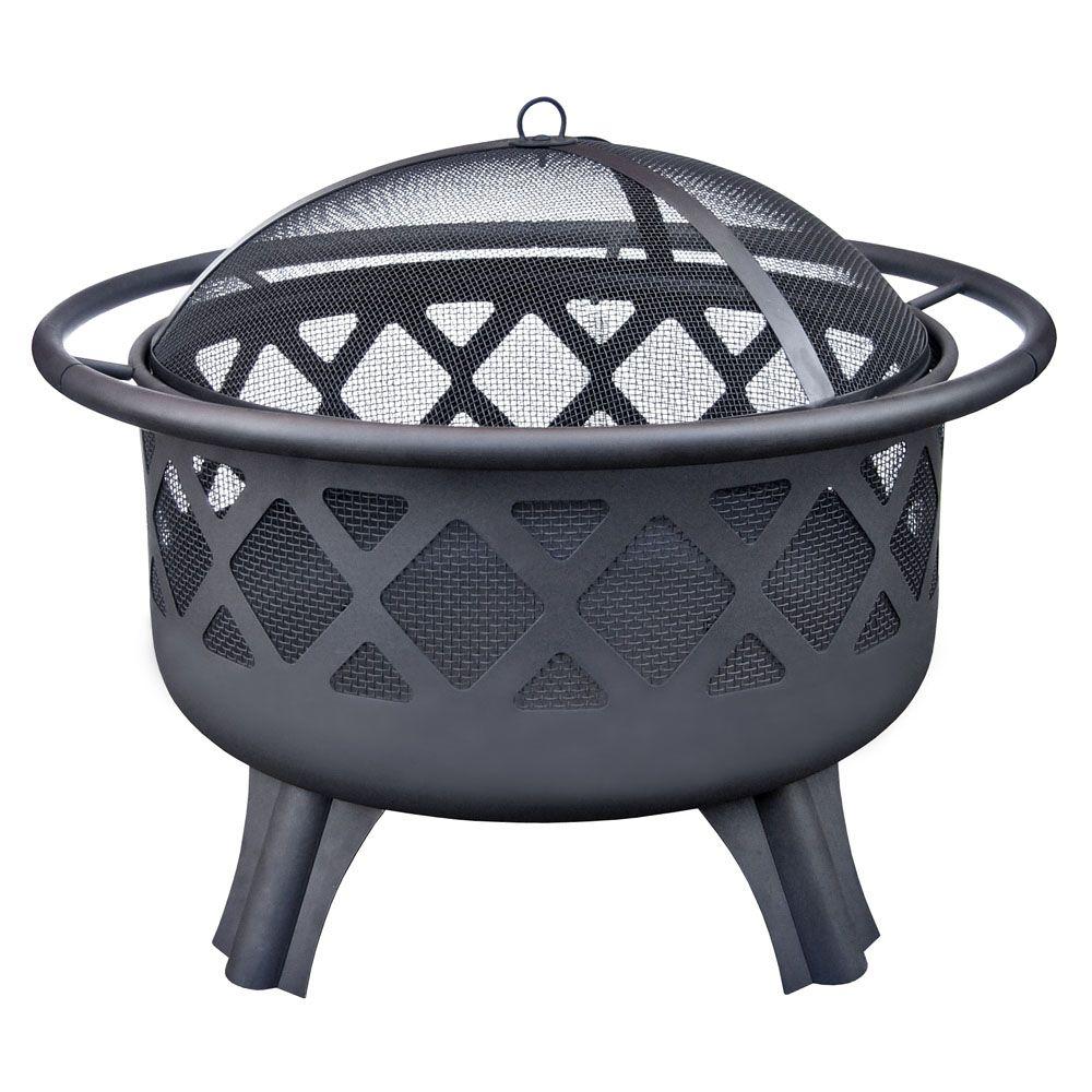 Hampton Bay Crossfire 29.50 in. Steel Fire Pit with Cooking Grate-25915