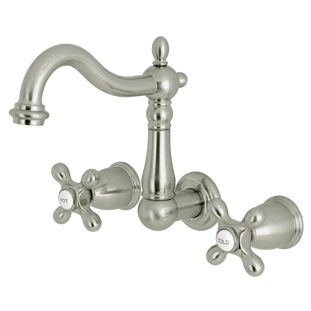 Kingston Brass Heritage 2Handle Wall Mount Bathroom Faucet in Brushed