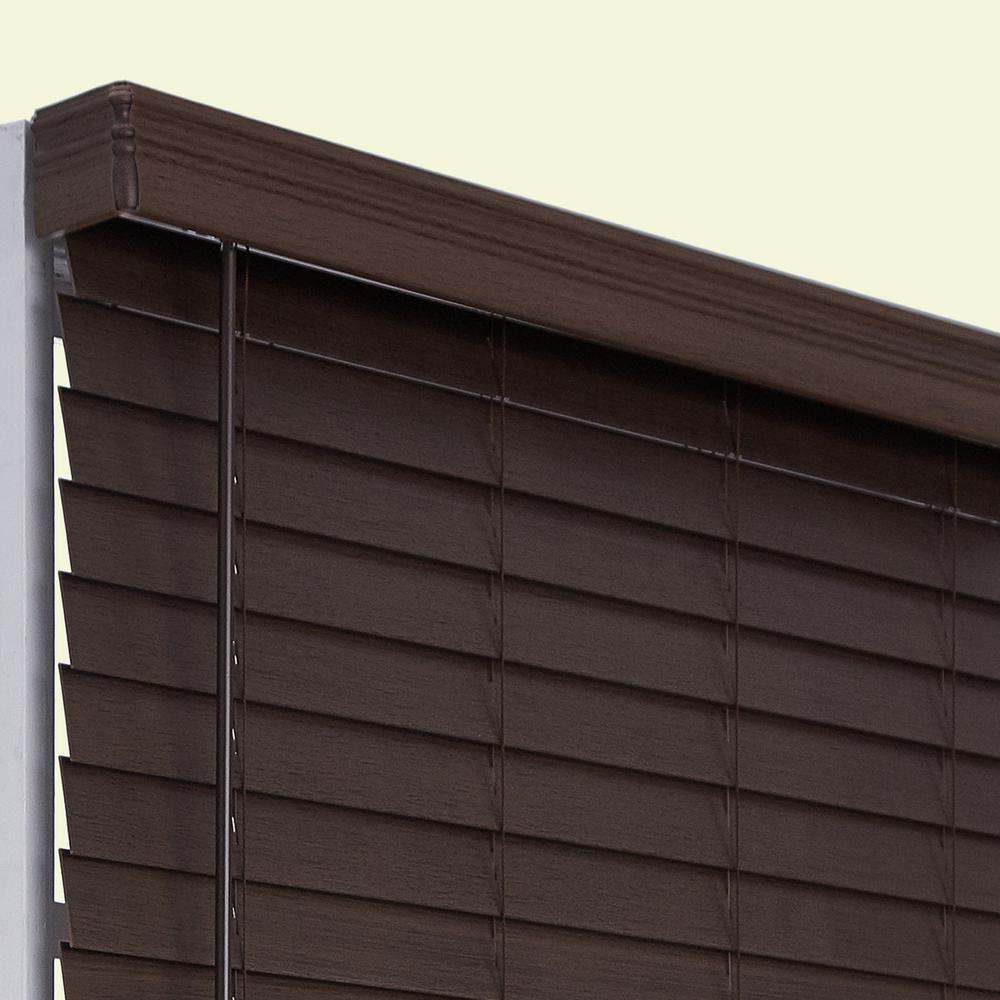 Cut To Width Walnut Cordless 2 5 In Distressed Faux Wood Blind