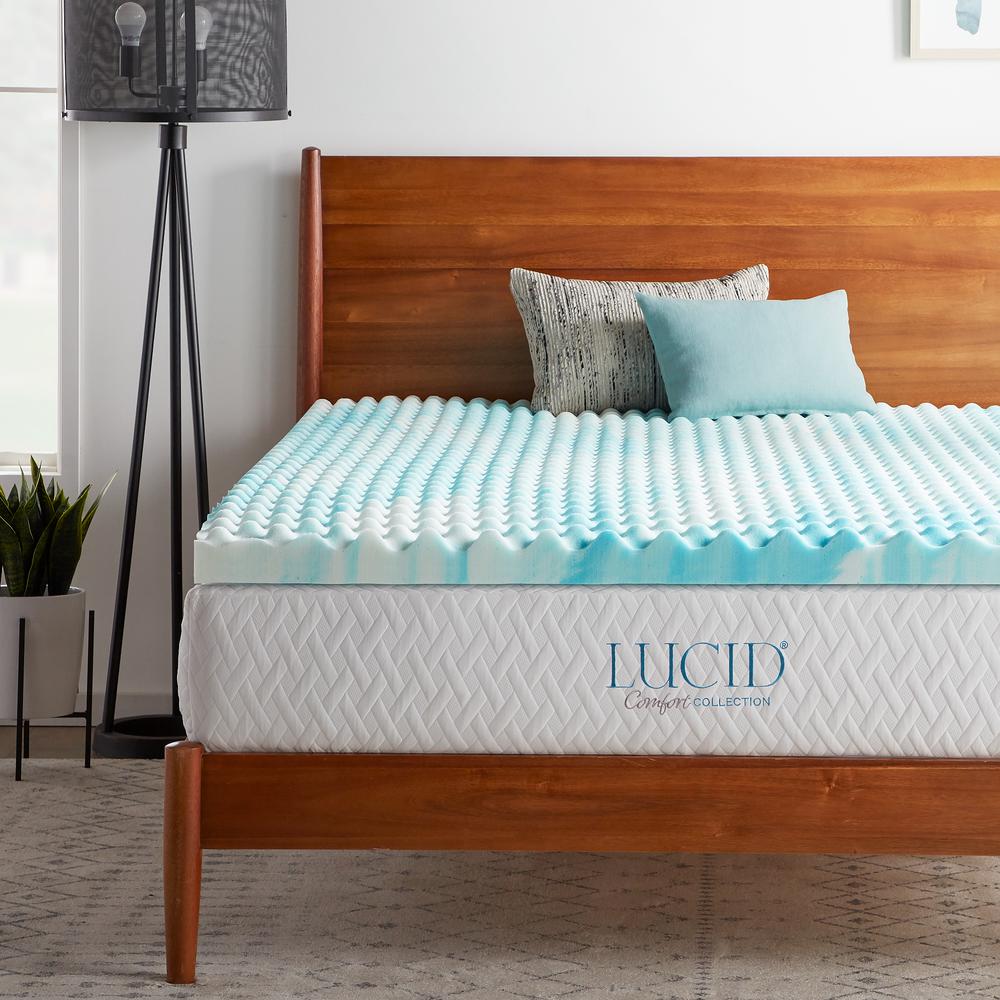 NEW ~ COOL 4/" LUCID LUXURY PLUSH SWIRL MEMORY FOAM GEL BED MATTRESS PAD TOPPER
