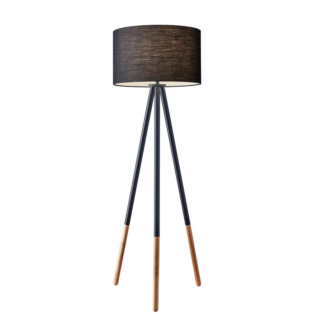 Adesso Louise 60 In Black Tripod Floor Lamp 6285 01 The Home Depot Adesso Louise 60 In Black Tripod Floor, Wooden Tripod Floor Lamp Black Shade