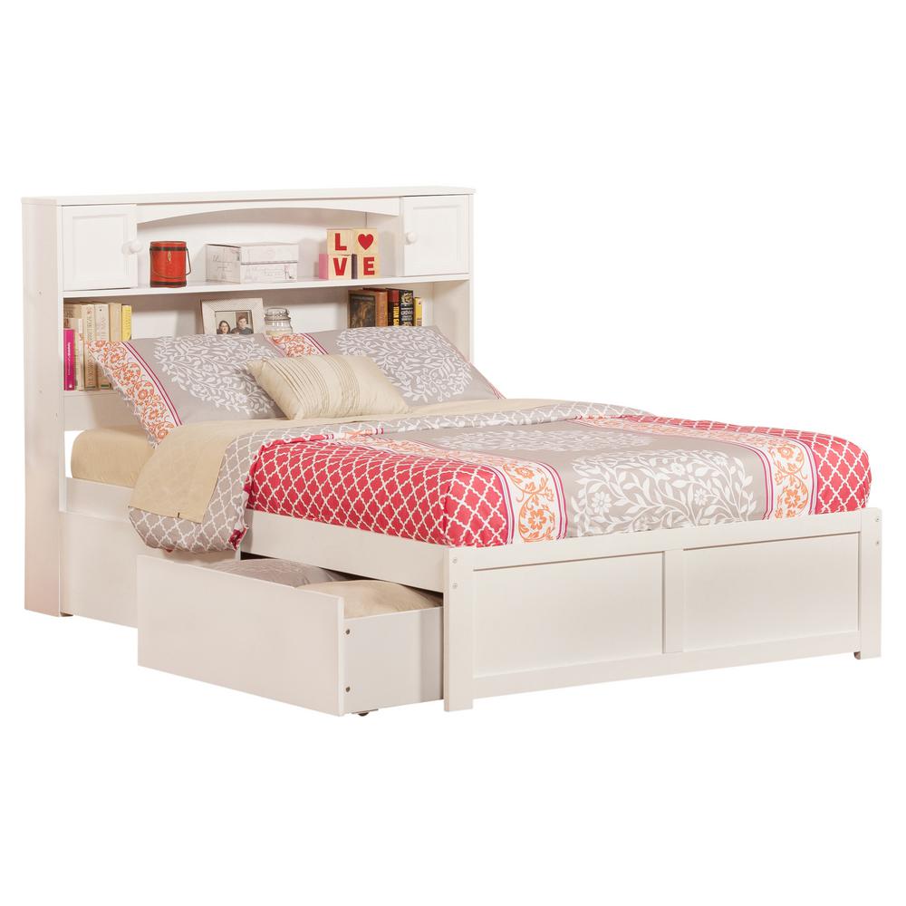 Atlantic Furniture Newport White Full Platform Bed with Flat Panel 