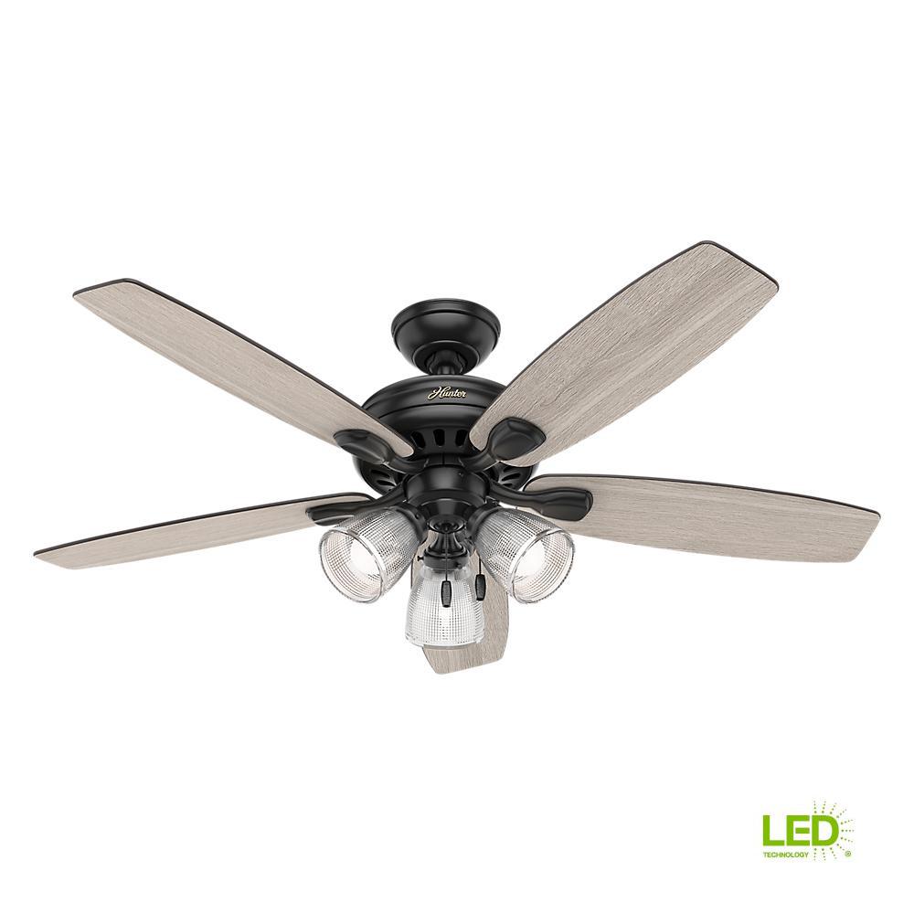 Highbury II 52 in. LED Indoor Matte Black Ceiling Fan with Light Kit