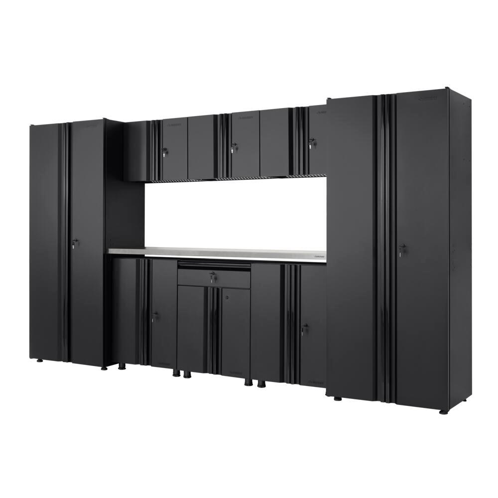 Husky 9 Piece Regular Duty Welded Steel Garage Storage System In Black 133 W X 75 H 19 D Gs13209 Ss The Home Depot Husky 9 Piece Regular Duty Welded Steel, Garage Storage Systems Home Depot