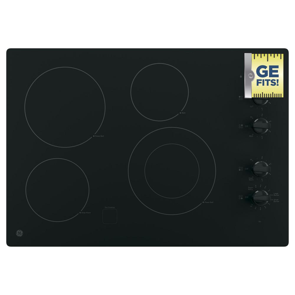 GE 30 in. Radiant Electric Cooktop in Black with 4 Elements including