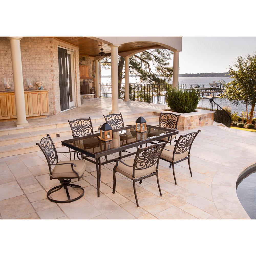 Cambridge Seasons 7 Piece Aluminum Outdoor Dining Set With Tan Cushions Extra Large Glass Top Table Seasdn7pcsw2g The Home Depot - Extra Large Patio Furniture Cushions Cambridge Seasons 7 Piece Aluminum Outdoor Dining Set With Tan Cushions Extra Large Glass Top Table Seasdn7pcsw2g The Home Depot - Extra Large Patio Furniture Cushions