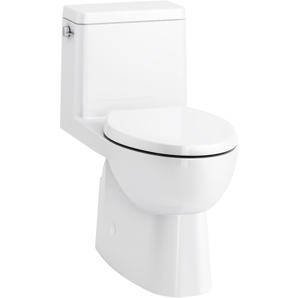 Kohler Reach 16 5 In H 1 Piece 1 28 Gpf Single Flush Elongated Toilet In White Seat Included K 78080 0 The Home Depot