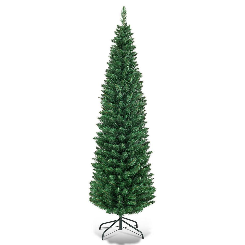 Costway 5 ft PVC Unlit Artificial Slim Pencil Christmas Tree with 