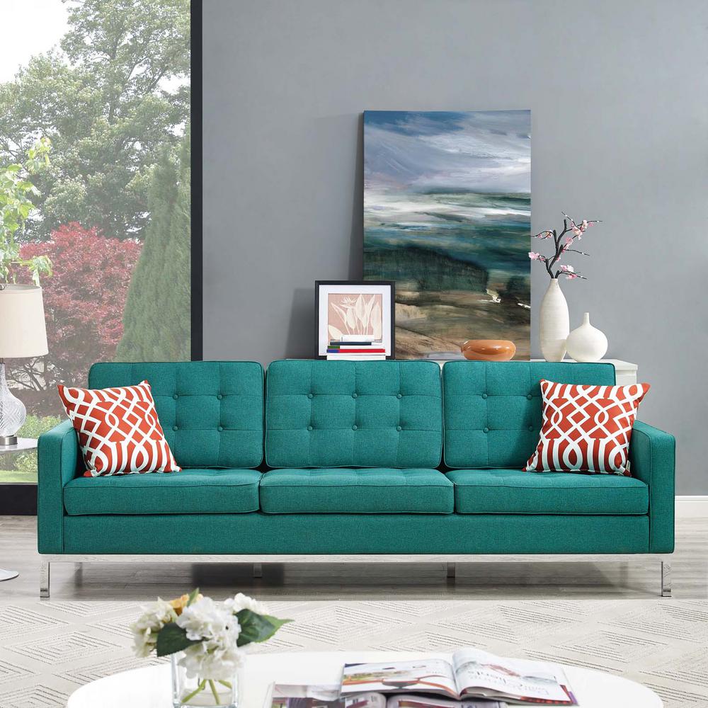MODWAY Loft Teal Upholstered Fabric Sofa-EEI-2052-TEA - The Home Depot