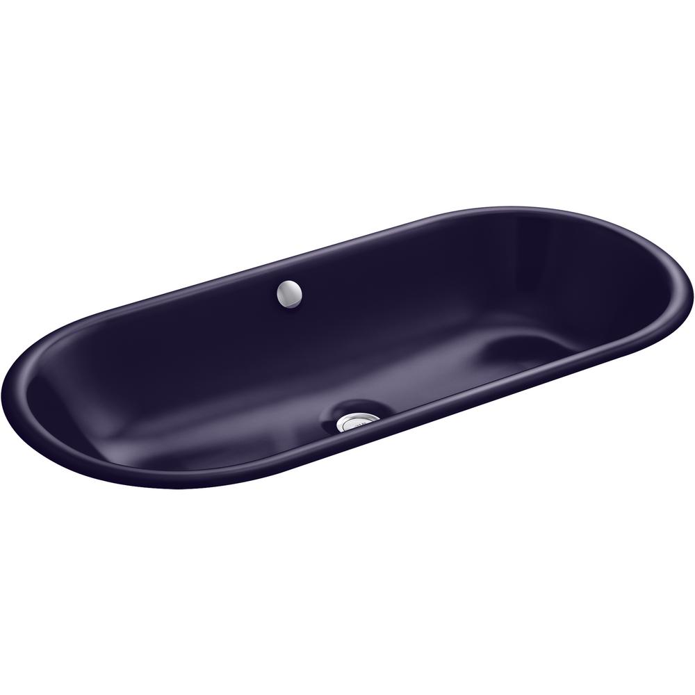 Kohler Iron Plains 33 In Drop Undermount Cast Bathroom Sink Indigo Blue