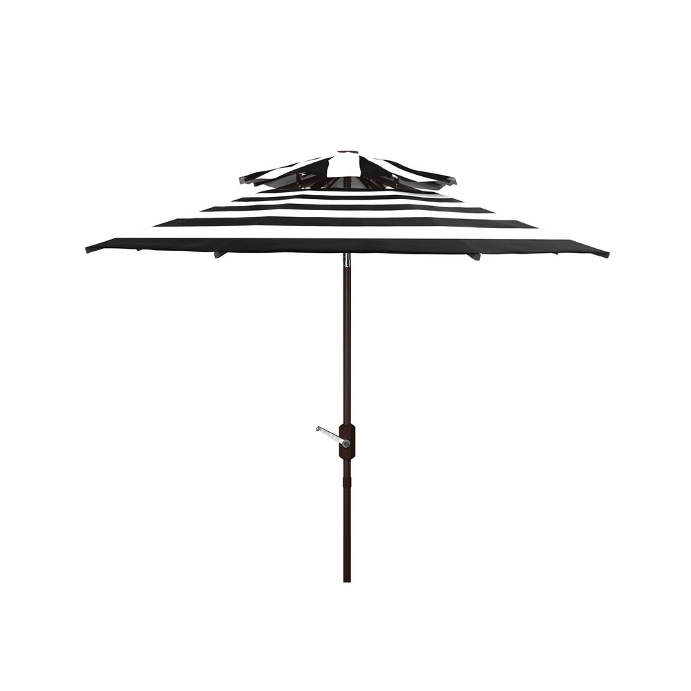 Safavieh Iris 9 Ft Market Tilt Patio Umbrella In Black White