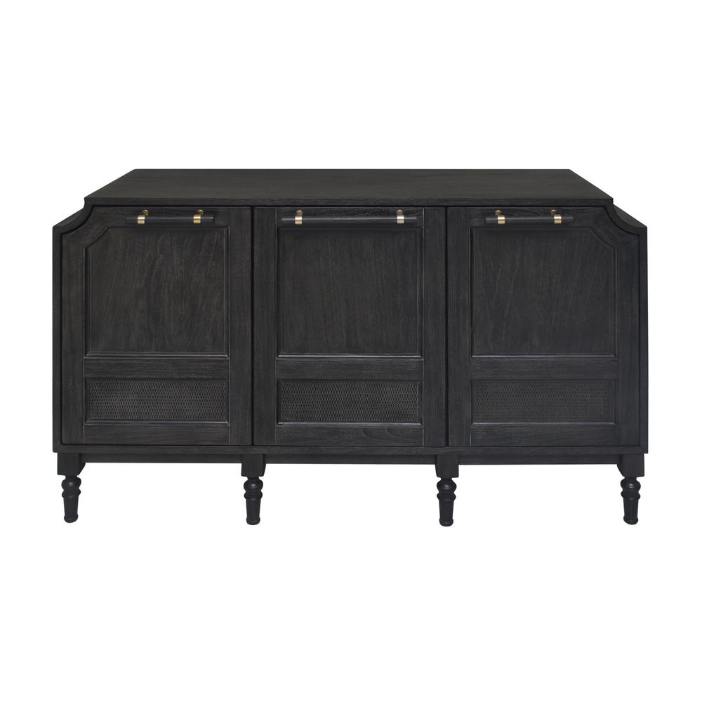 Hopper Studio Pagoda Antique Black Credenza With 3 Doors 7217bk245acl28 The Home Depot