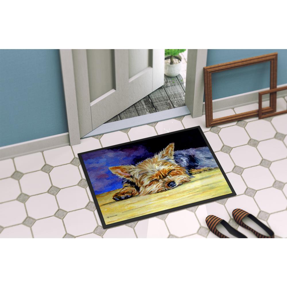 Multicolor Carolines Treasures 7357MAT Yorkie Taking a Nap Indoor or Outdoor Mat 18 x 27