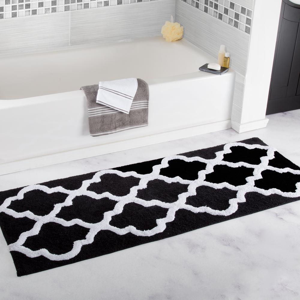Lavish Home Trellis Black 24 In X 60 Bathroom Mat 67 0029 Bl X 60 In Bathroom Mat 67 0029 Bl