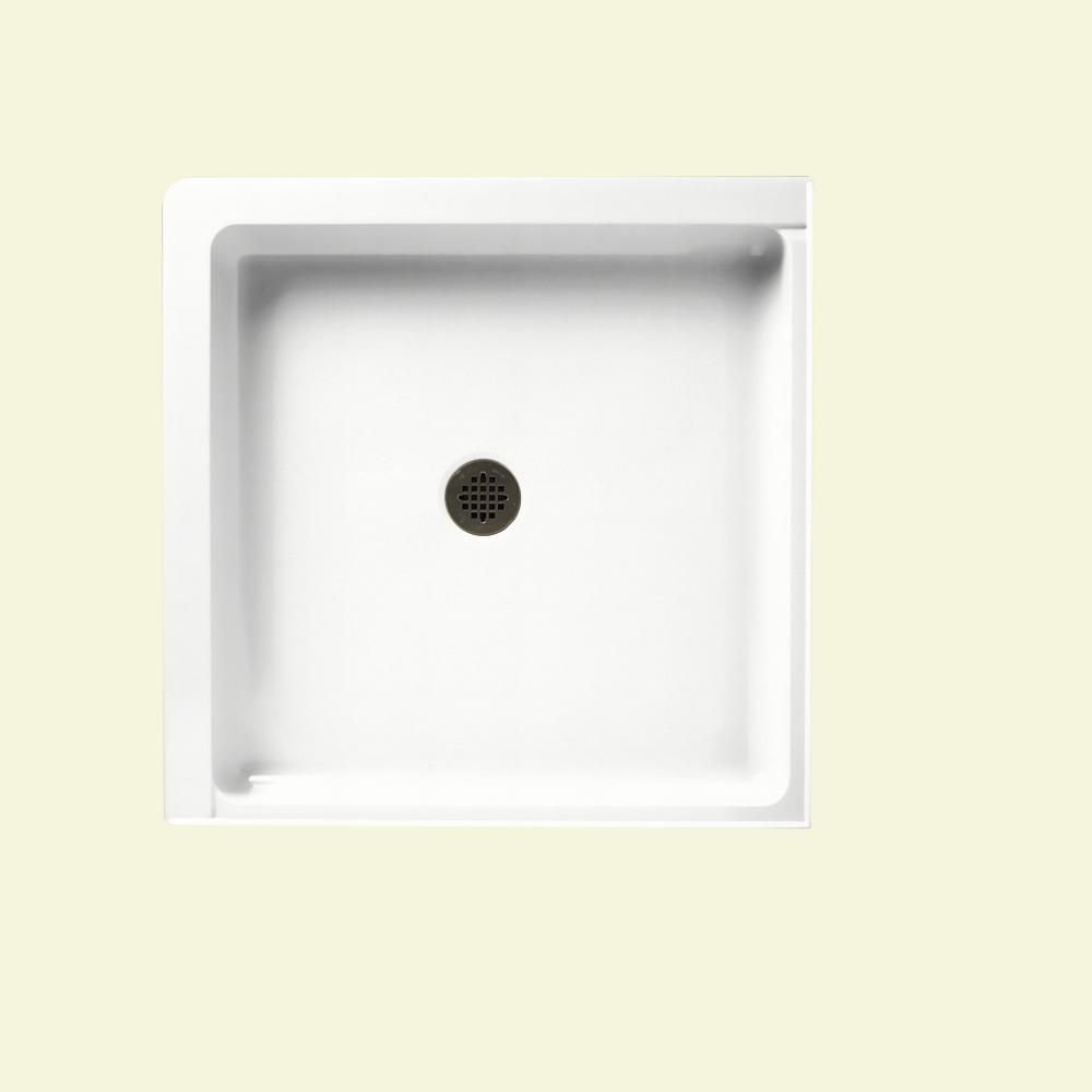 Swan 36 in. x 36 in. Solid Surface DoubleThreshold CenterDrain Shower