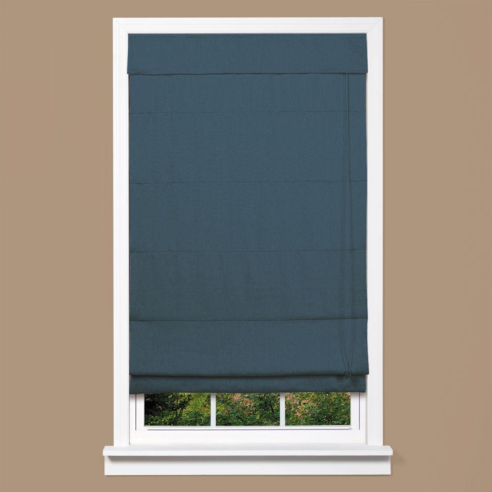 homeBASICS Royal Blue Linen Fabric Inaccessible Cord Roman Shade 35