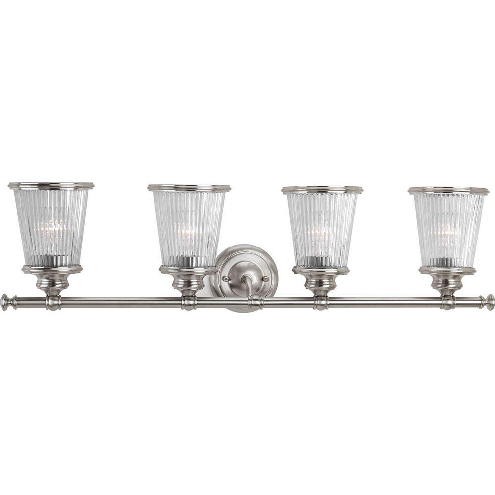 Progress Lighting Radiance Collection 4Light Brushed Nickel Vanity LightP217209 The Home Depot