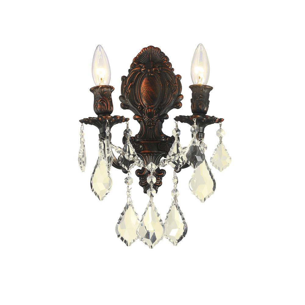 Worldwide Lighting Versailles Collection 2 Light Flemish Br And Worldwide Lighting Versailles Collection 2 Light Flemish Br And Golden Teak Crystal Candle Wall Sconce