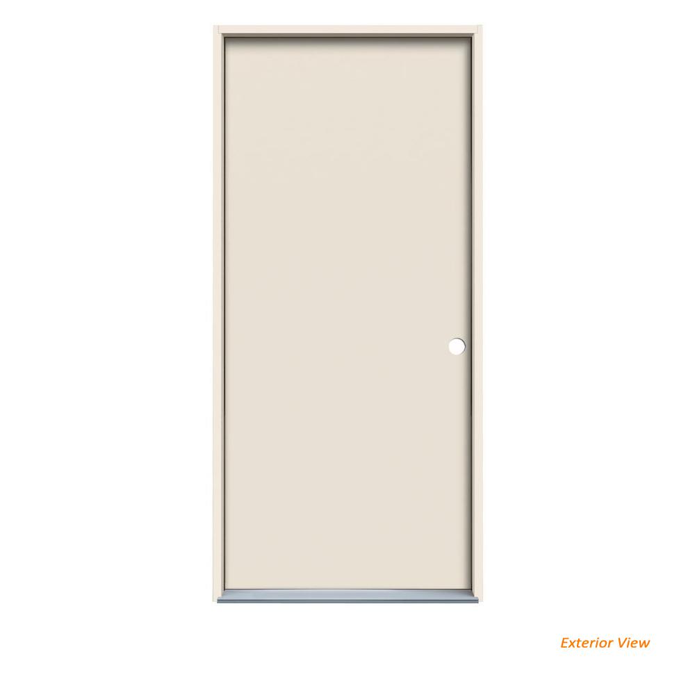 JELD-WEN 32 In. X 78 In. Flush Primed Steel Prehung Left-Hand Inswing ...