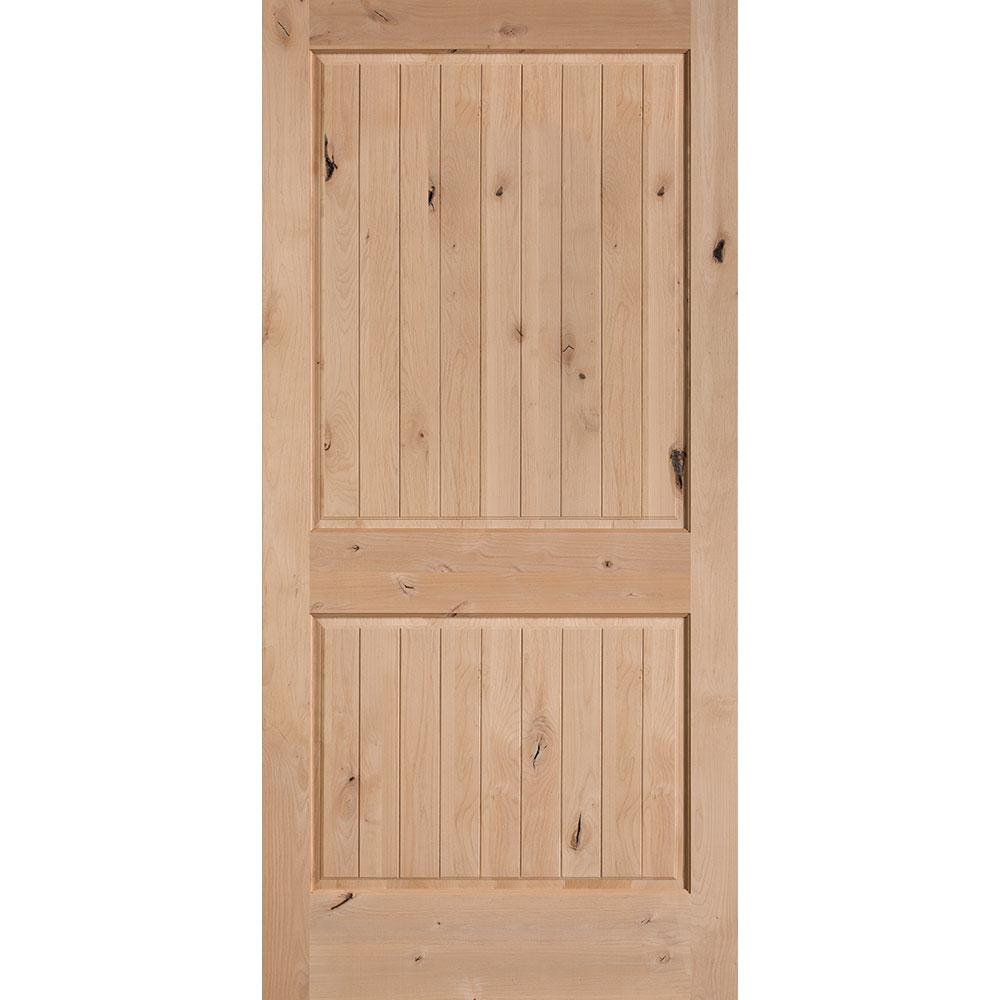 Masonite 40 In X 84 In Knotty Alder Veneer 2 Panel Plank V