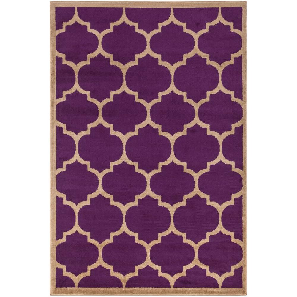 Ottomanson Contemporary Moroccan Trellis Purple 7 Ft 10 In X 9 Area Rug