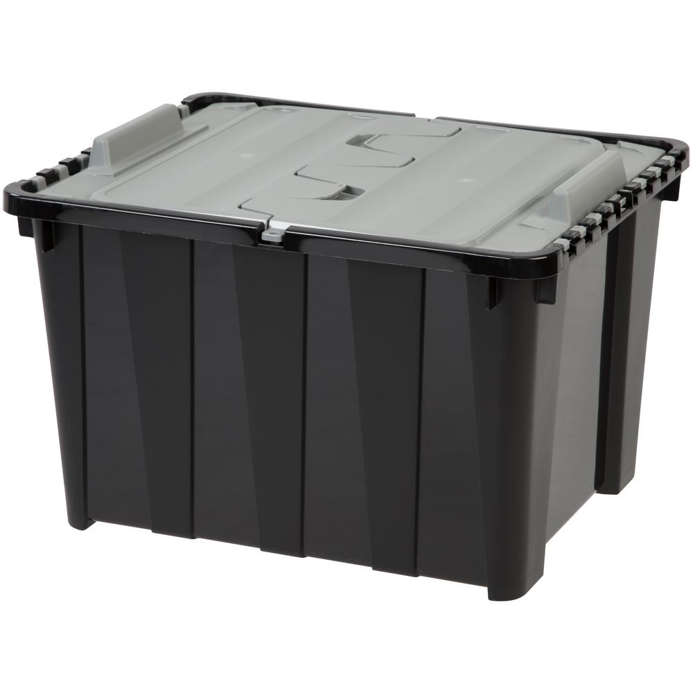 Heavy Duty Storage Containers Organization The Home 48 Qt Wing Lid Storage Tote In Black