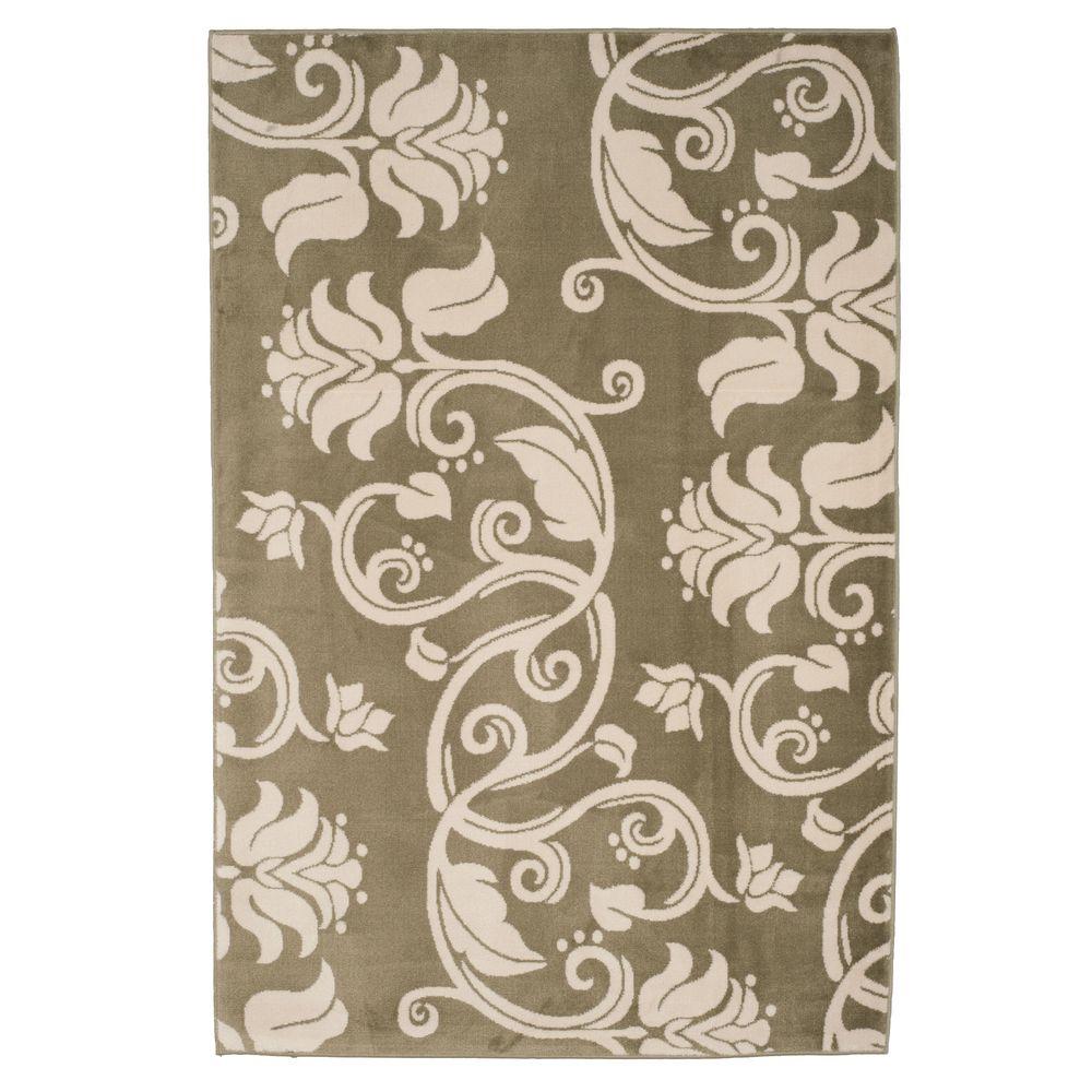 Lavish Home Floral Scroll Green 5 ft. x 7 ft. 7 in. Area Rug6256237GI