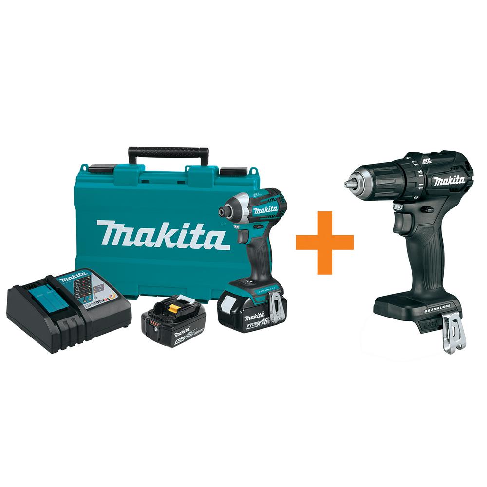 Makita 18Volt LithiumIon Brushless 1/4 in. Impact Driver Kit with