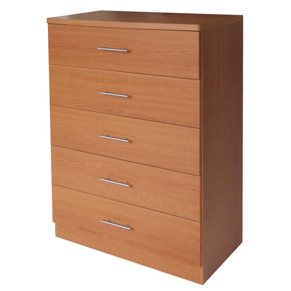 Home Source Industries Liza 5 Drawer Cherry Wood Grain Source Liza 5 Drawer Cherry Wood Grain