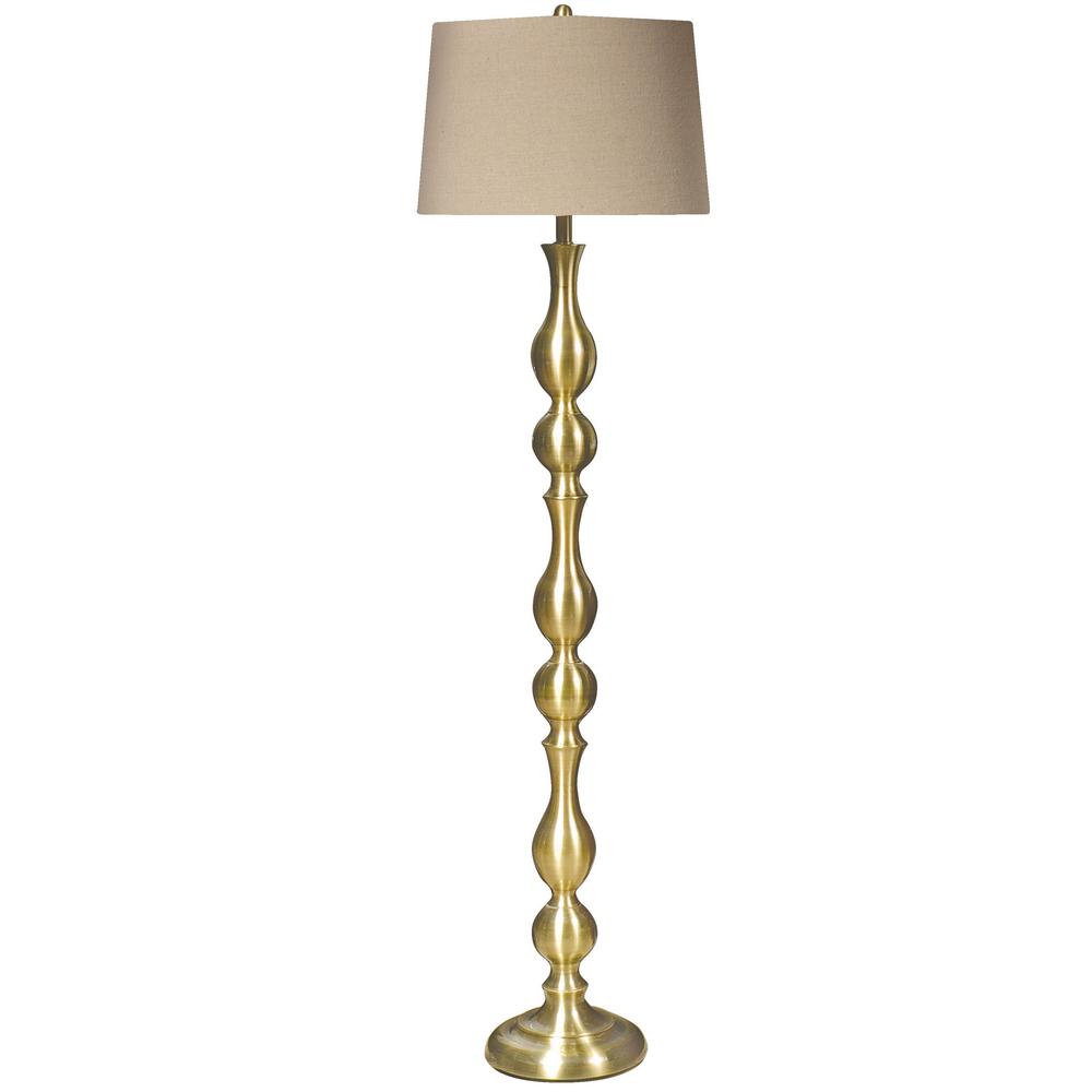 Decor Living Marin 63 in. Antique Brass Floor Lamp with Natural Shade