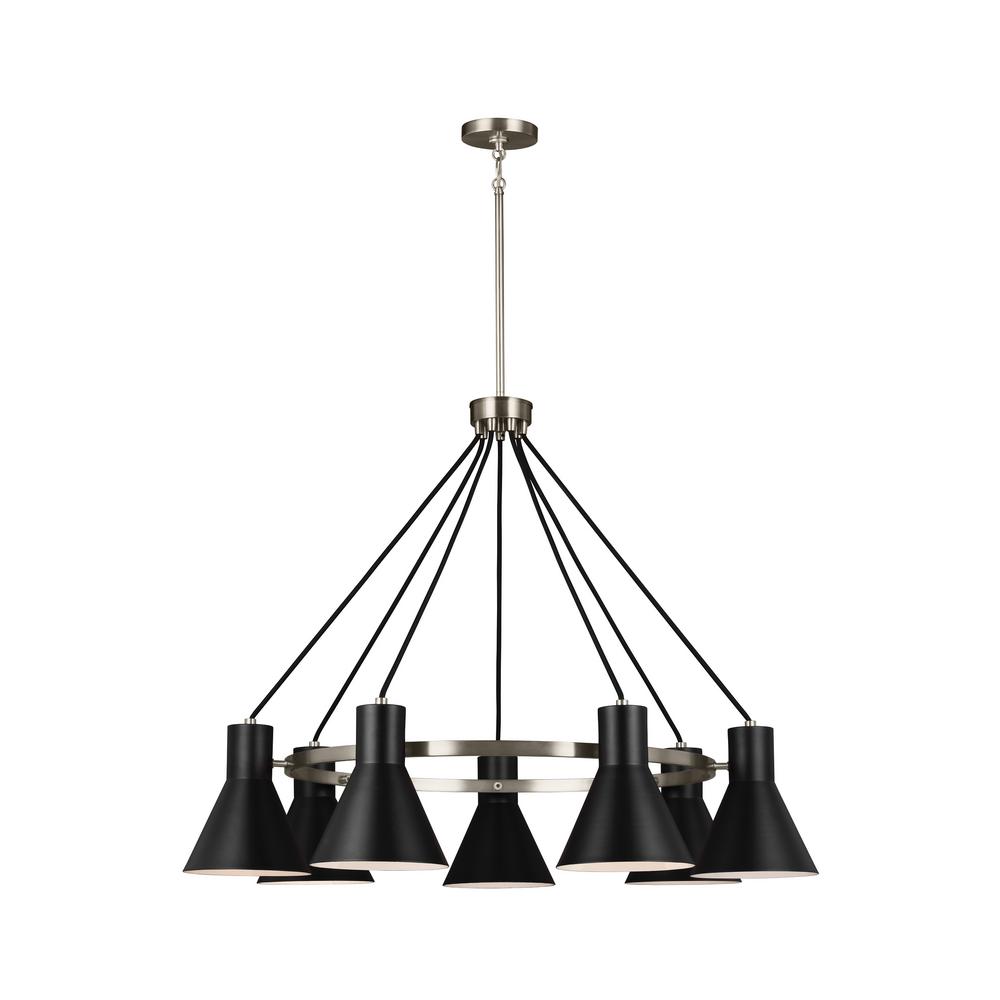 Sea Gull Lighting Towner 7 Light Black Shade With Brushed Nickel Sea Gull Lighting Towner 7 Light Black Shade With Brushed Nickel Accents Chandelier