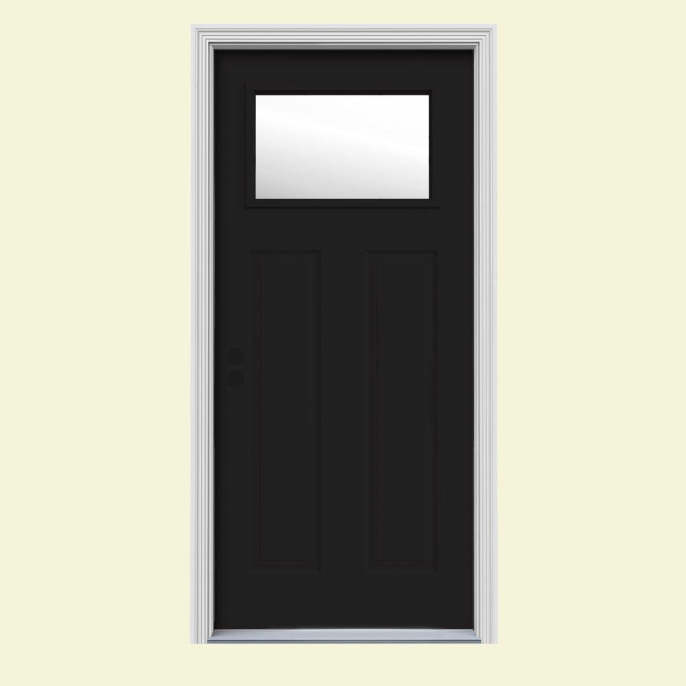 JELD-WEN 34 In. X 80 In. 1 Lite Craftsman Black Painted Steel Prehung ...