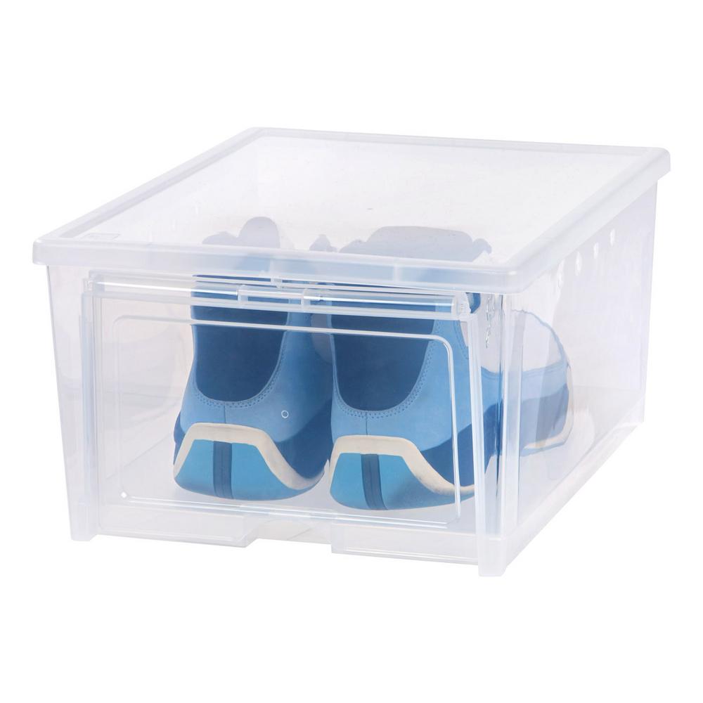 Iris Closet Organizers Storage Organization The Home Depot Iris 4 Pair Easy Access Men S Shoe Organizer Box Pack