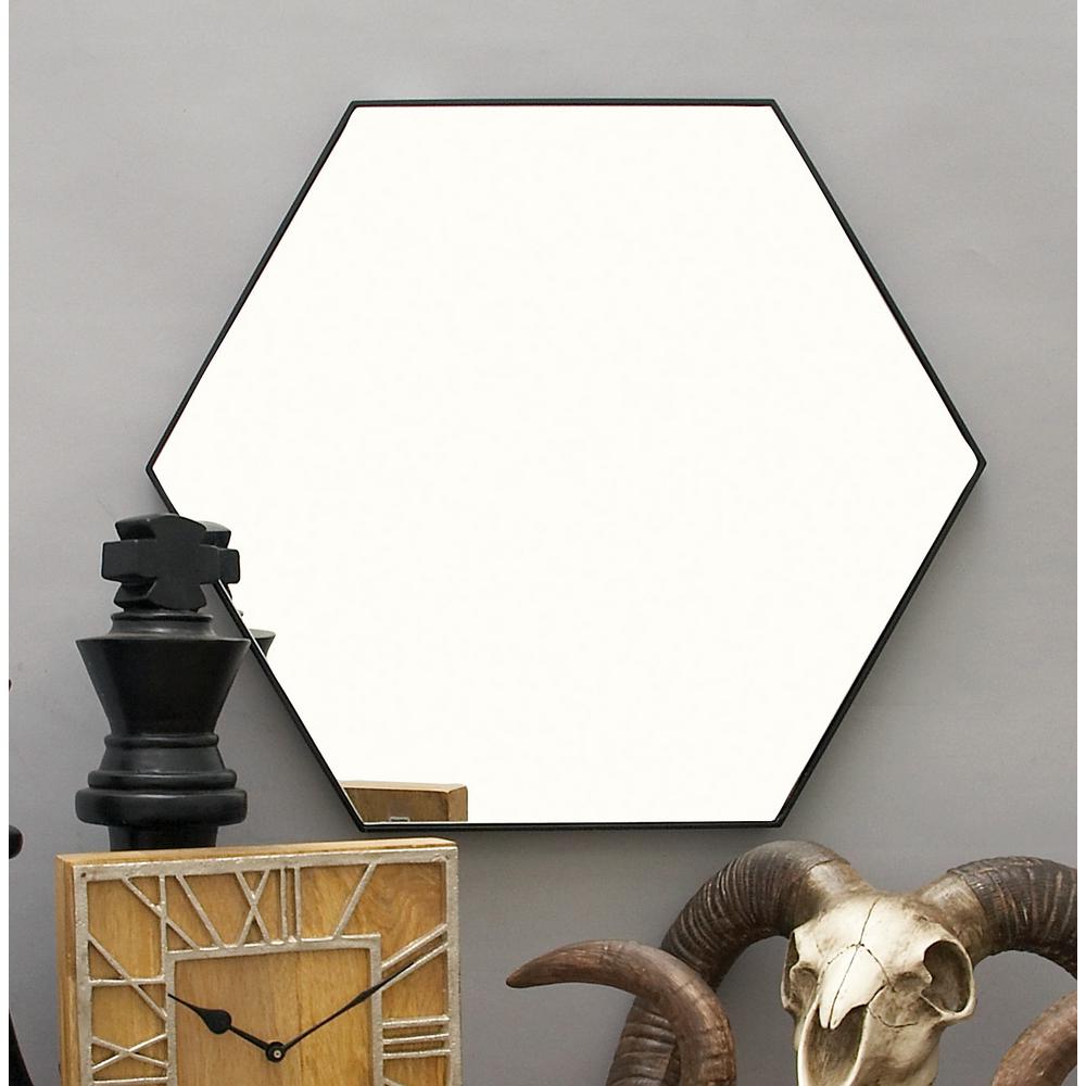 24 In X 21 Modern Hexagonal Black Wall Mirror