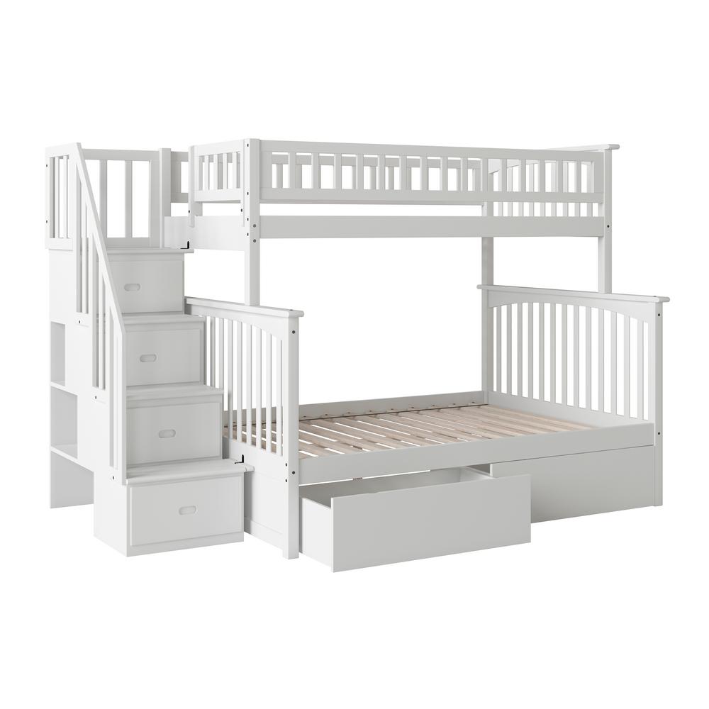 Atlantic Furniture Columbia Staircase White Twin Over Full Bunk Bed Atlantic Furniture Columbia Staircase White Twin Over Full Bunk Bed With 2 Urban Drawers Ab55742 The Home Depot
