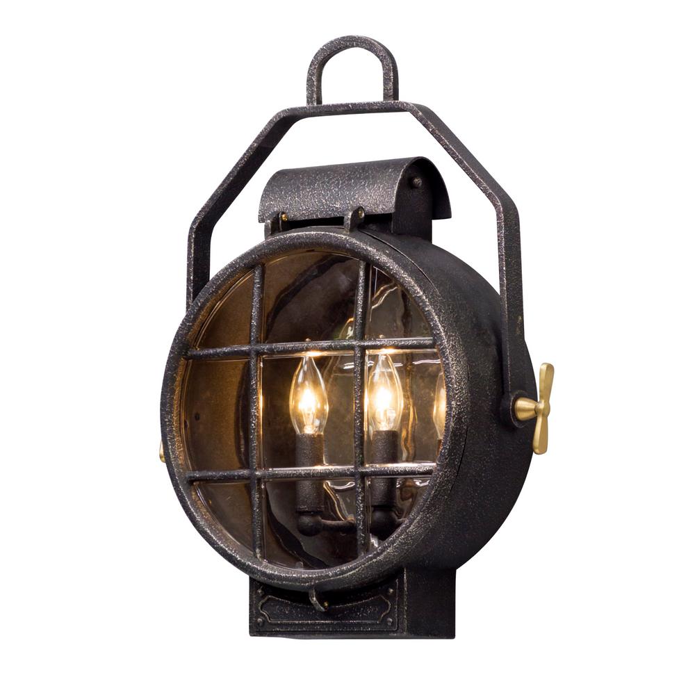 Troy Lighting Point Lookout 2 Light Aged Silver With Polished Br Accents Outdoor Wall Lantern Sconce Troy Lighting Point Lookout 2 Light Aged Silver With Polished Br Accents Outdoor Wall Lantern Sconce