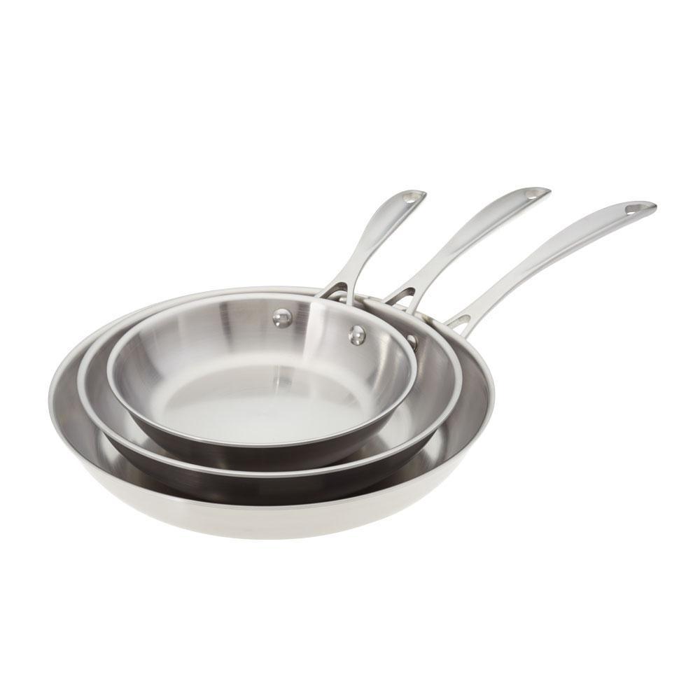 American Kitchen Triple Threat 3 Piece Stainless Steel Skillet Cookware Set American Kitchen Triple Threat 3 Piece Stainless Steel Skillet Cookware Set